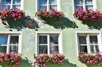 Balkonkästen am Haus in Berlin